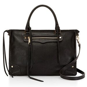 Rebecca Minkoff Regan leather satchel bag with crossbody strap black